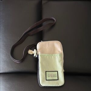 Kipling Beige and Light Green Pouch with strap